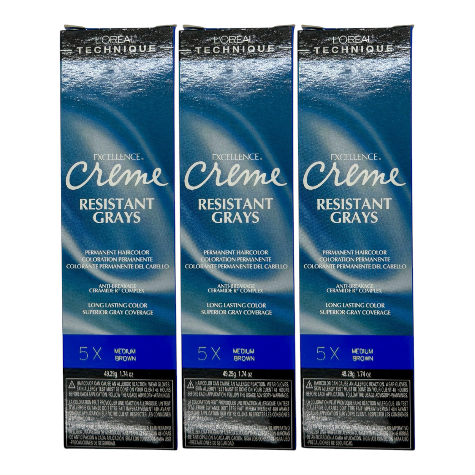 Loreal Excellence Crème 5X Medium Brown Pack of 3 – Resistant Gray Permanent Co