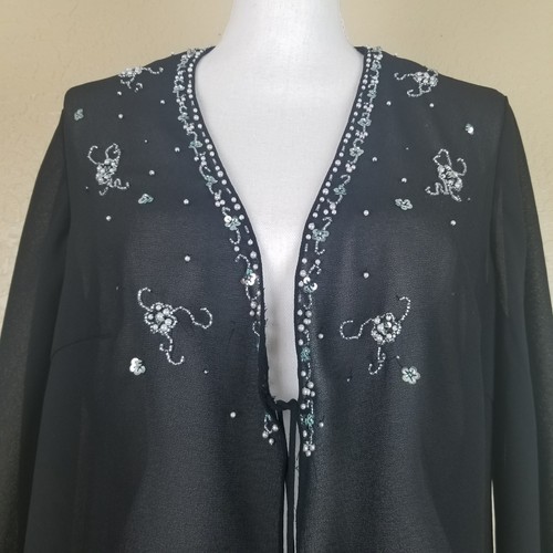 David's Bridal Sheer Black Embroidered Beaded Jacket Women's Size 14W NWT