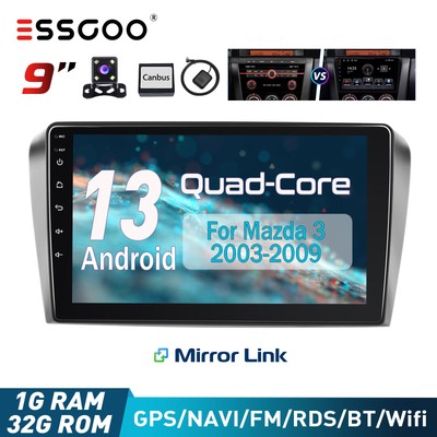 9'' Android 13 32G Car Stereo Radio GPS NAV Wifi FM Camera For Mazda 3 2003-2009