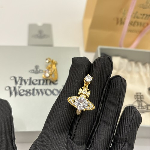 Vivienne Westwood Orb Crystal Earrings Gold Tone With box