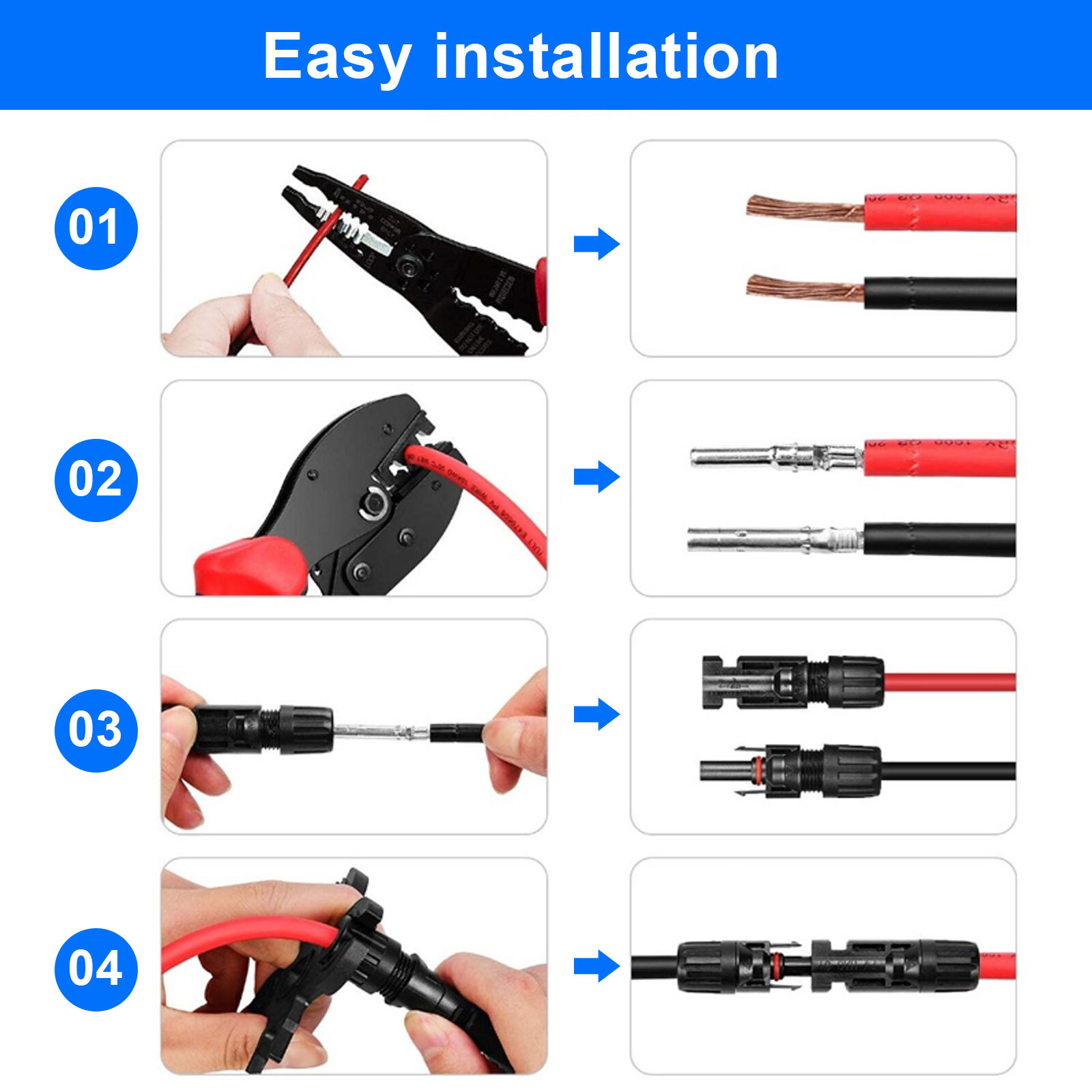 5 Pairs Male Female M/F Wire Cable Connector+Tool Set Solar Panel 30A Waterproof