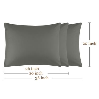 Egyptian Cotton Pillow Cases Hidden Zipper Pillowcase Standard Queen King 2 Pack