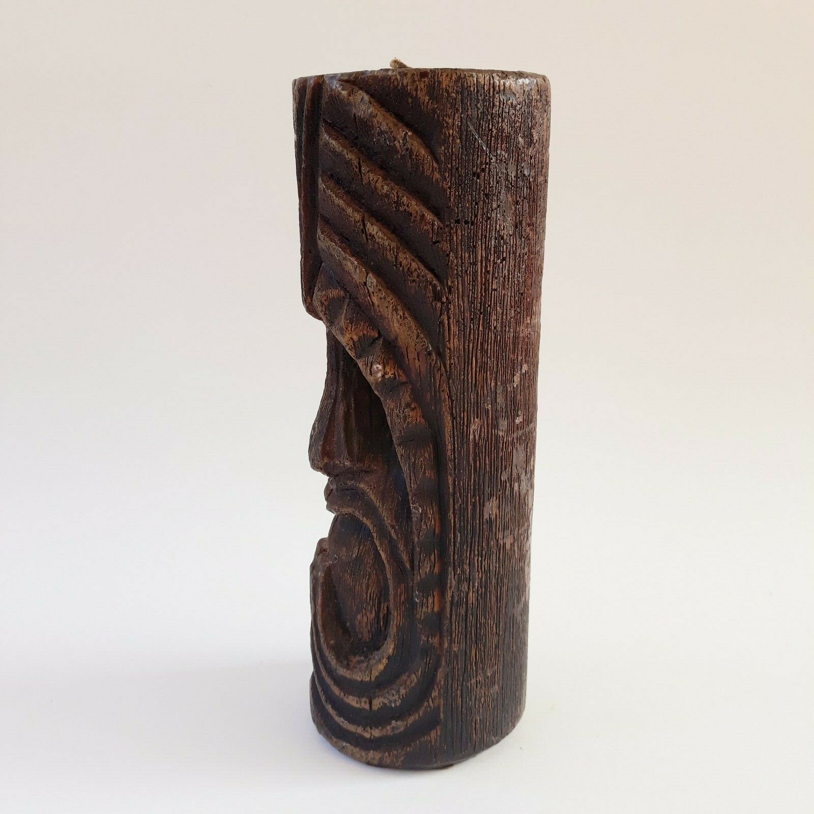 Vintage Crying Tiki Candle Brown Unused Unmarked