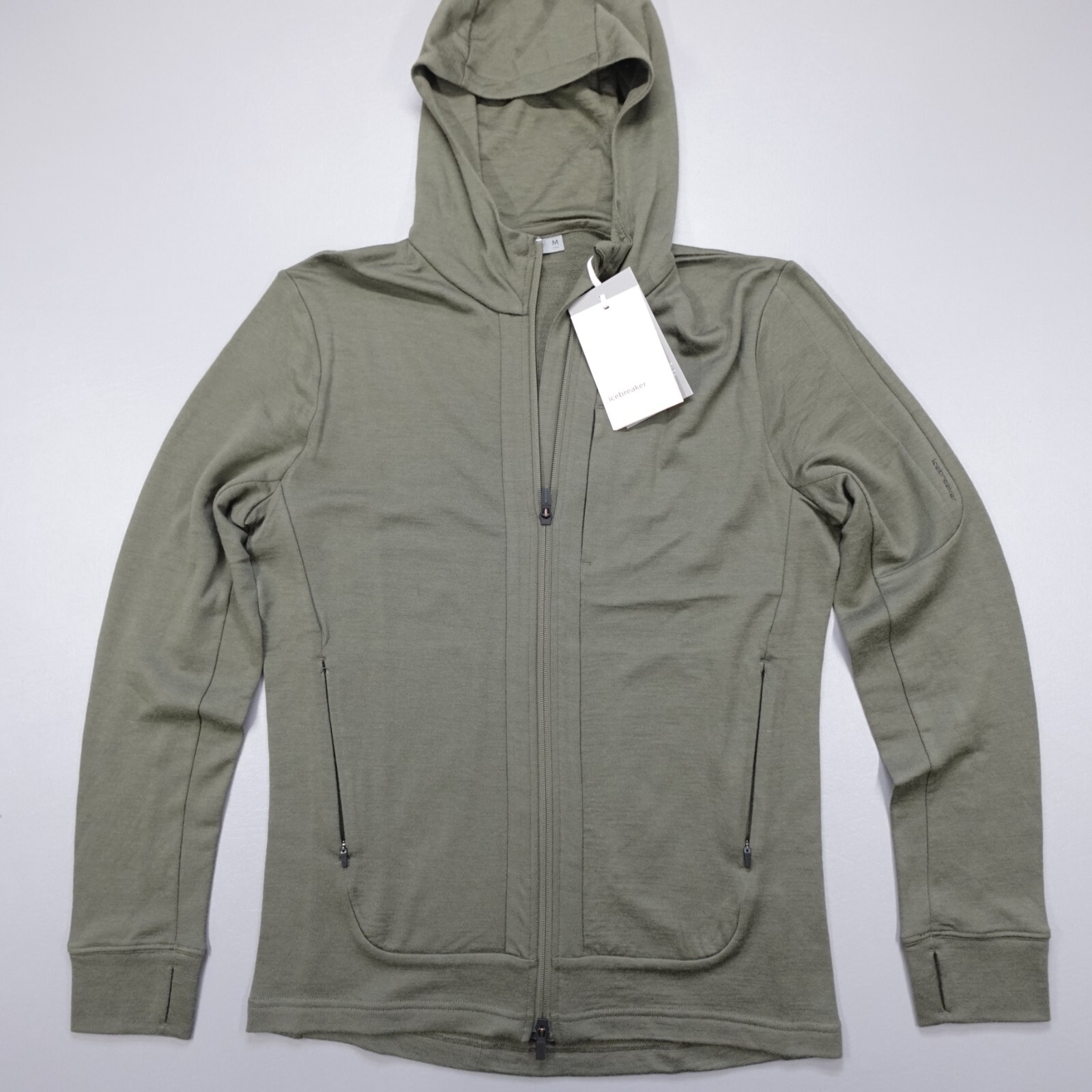 Icebreaker Men's Quantum III Long Sleeve 100% Merino Wool Full Zip Hoodie Loden Icebreaker Men's Quantum III Long Sleeve 100% Merino Wool Full Zip Hoodie Loden