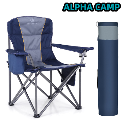 ALPHA CAMP Folding Camping Chair with Cooler Bag Side Pocket Heavy Duty  Portable