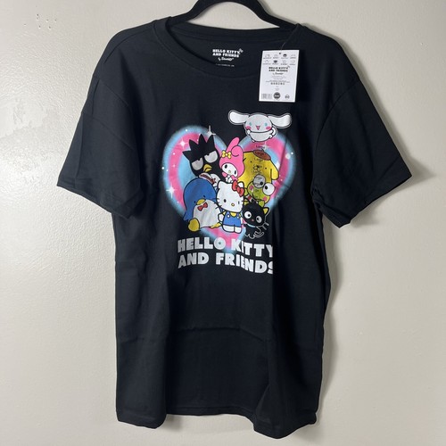 Hello Kitty and Friends Colorful T shirt Black Size Large