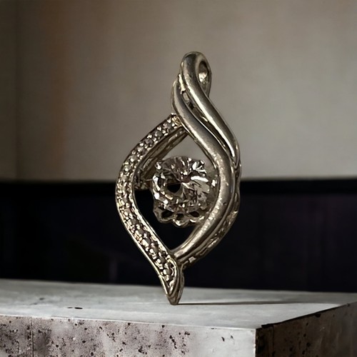 Sterling Silver 925 Floating White Topaz Open Work Swirl