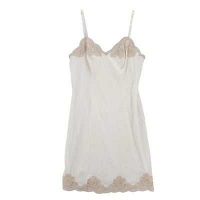 VANITY FAIR Slip Lace Trim Nylon Antron White Beige VINTAGE Size 36