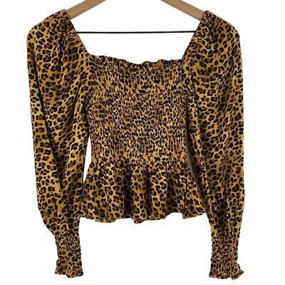 NWT Francesca's Mi Ami Women's Black Brown Crop Top Size XS Cheetah Animal Print