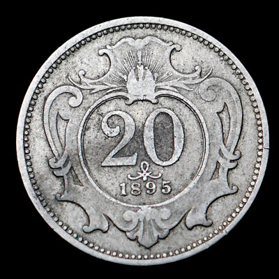 1895 Austro-Hungarian Monarchy 20 Heller Coin, km2803 - Great Coin  