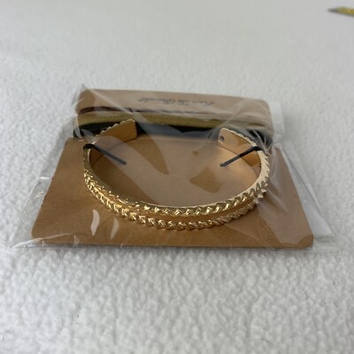 Francesca's God Tone Cuff Bracelet With Five Stretch Hair Ties