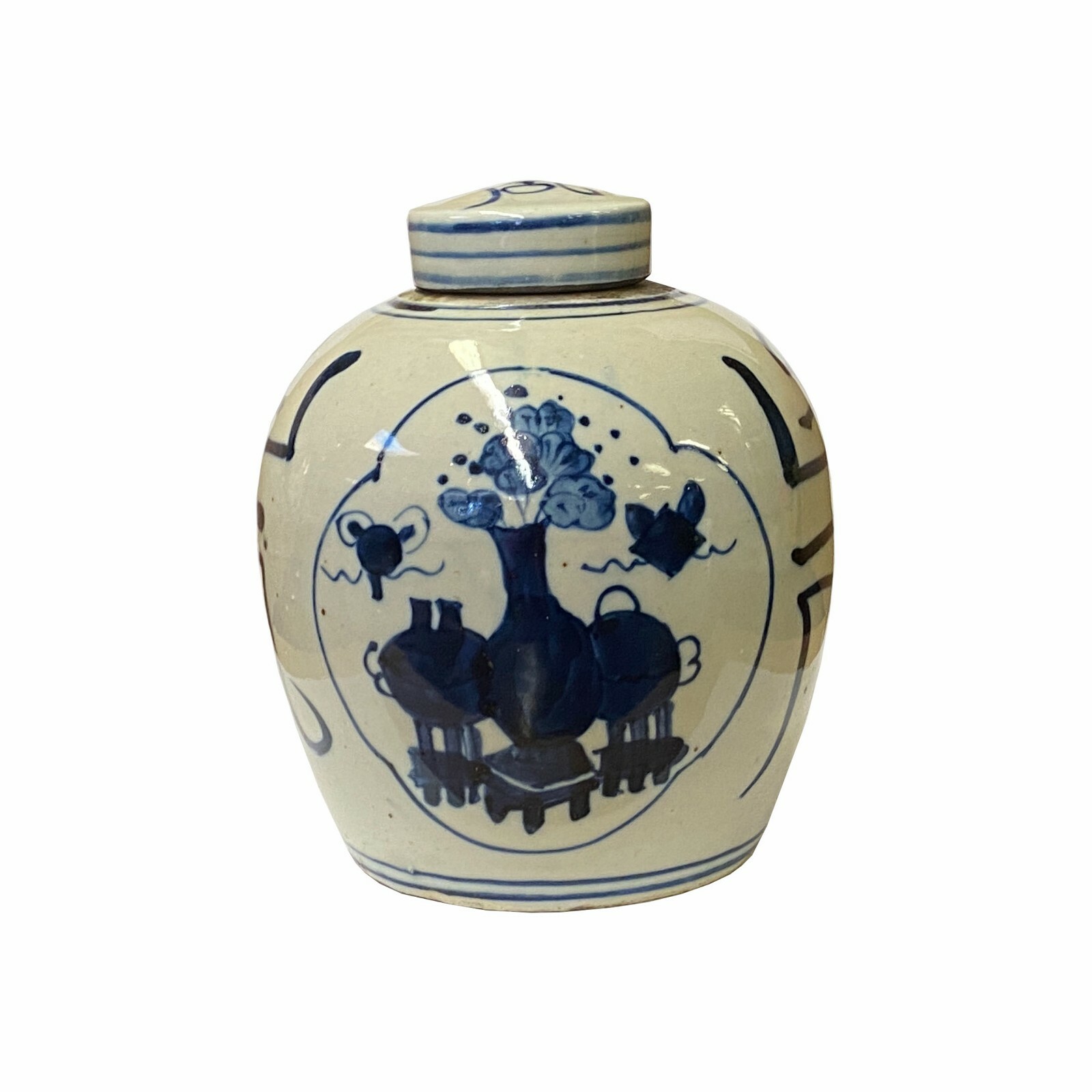 Chinese Oriental Small Blue White Flower Vase Porcelain Ginger Jar ws1863S Chinese Oriental Small Blue White Flower Vase Porcelain Ginger Jar ws1863S
