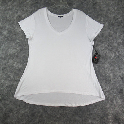 Splash Shirt Womens 3X White Solid Short Sleeve V Neck Lightweight Sheer Stretch