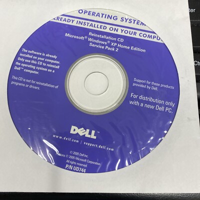 Dell Windows XP Home Edition With SP2 Service Pack 2 Reinstallation CD Only New