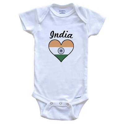 Indian Flag Heart One Piece Baby Bodysuit
