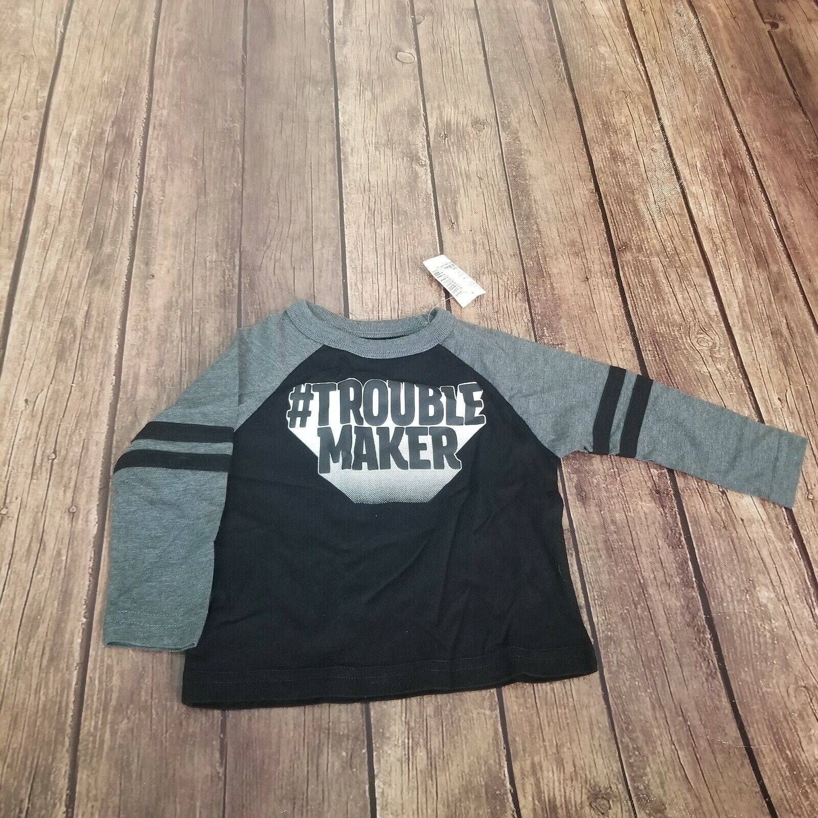 The Childrens Place Baby Boys Black Gray Long Sleeves T Shirt ...