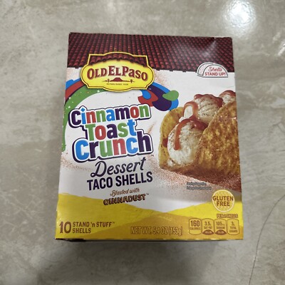 NEW OLD EL PASO CINNAMON TOAST CRUNCH 10 DESSERT TACO SHELLS 5.4OZ BOX CINNADUST