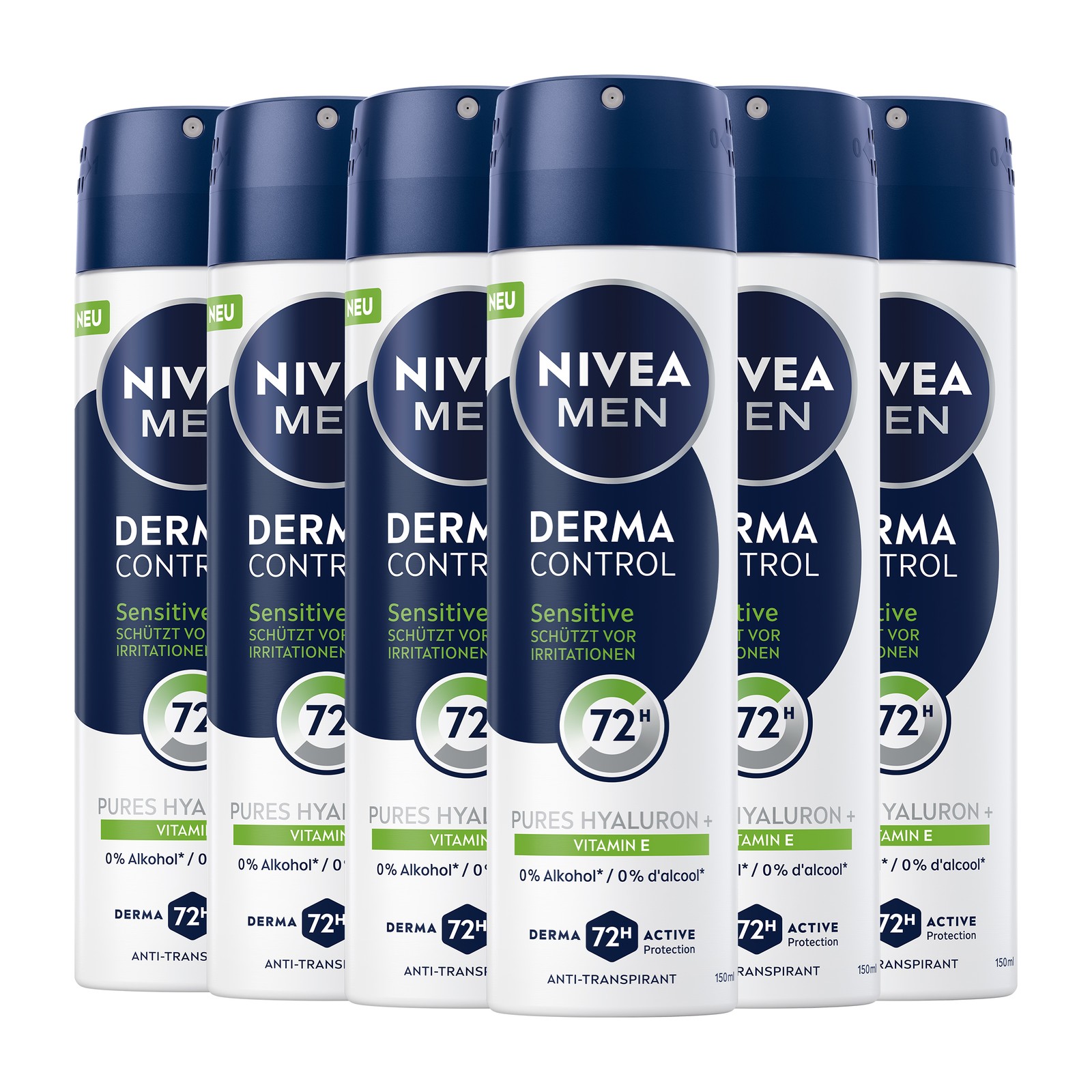 NIVEA Deodorant Men Derma Control Sensitiv Deospray 6 x 150ml - Bild 1 von 11