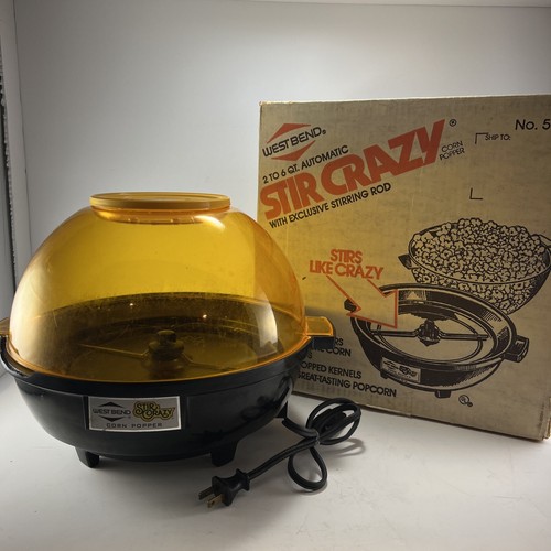 Vintage West Bend STIR CRAZY 6 Qt Electric Dome Popcorn Corn