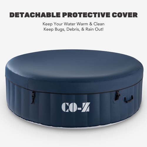CO-Z Inflatable Hot Tub w Heater & 130 Massaging Jets 6 Person w Cover and Pump