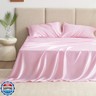 Love's cabin Satin Queen Sheets Set - 4 Piece Pink Silky Bed Sheets Set with Deep Pocket, Luxury Silk Feel Satin Queen Size Sheet Set (1 Flat Sheet,1 Fitted Sheet,2 Pillow Cases)