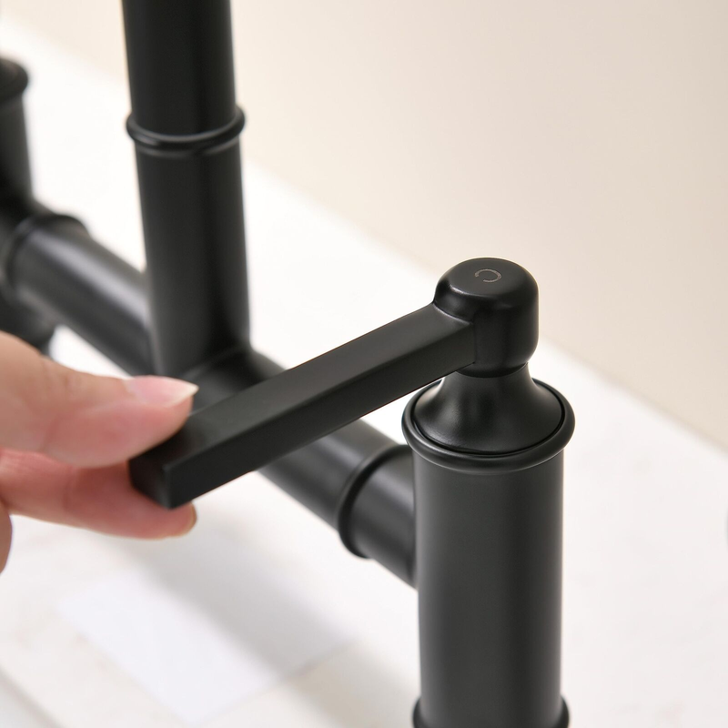 Kitchen Bridge Faucet with Side Sprayer, 8 Inch Brass Kitchen Faucet 2 Handle...
