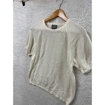 Designers Originals Luxelon Acrylic Knit Top Ivory Short Sleeve X Large