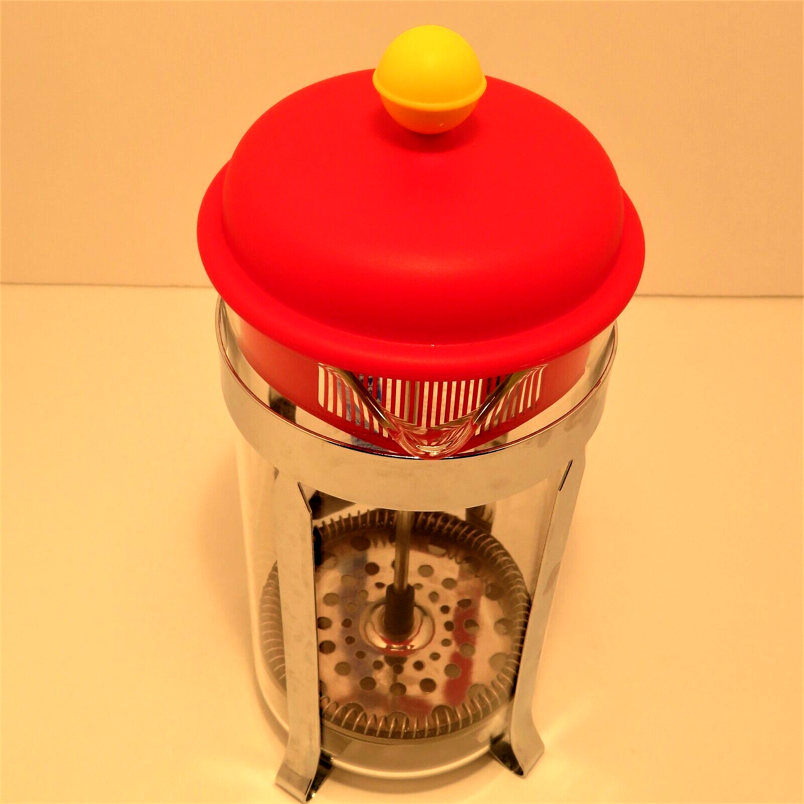 Bodum 34oz ~ 4c Stainless French Press Coffee Maker CAFFETTERIA EUC!!! Colorful!