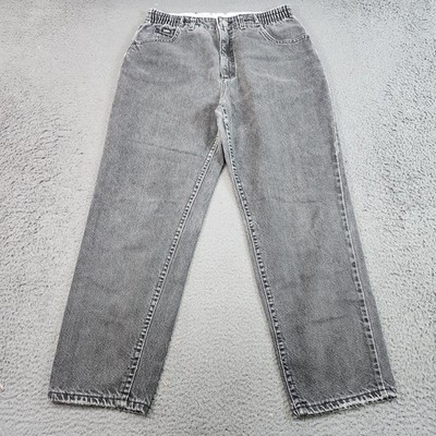 Jeans Mens 29x26 Gray Stone Wash Straight Leg Elastic Waist Denim Casual Pants