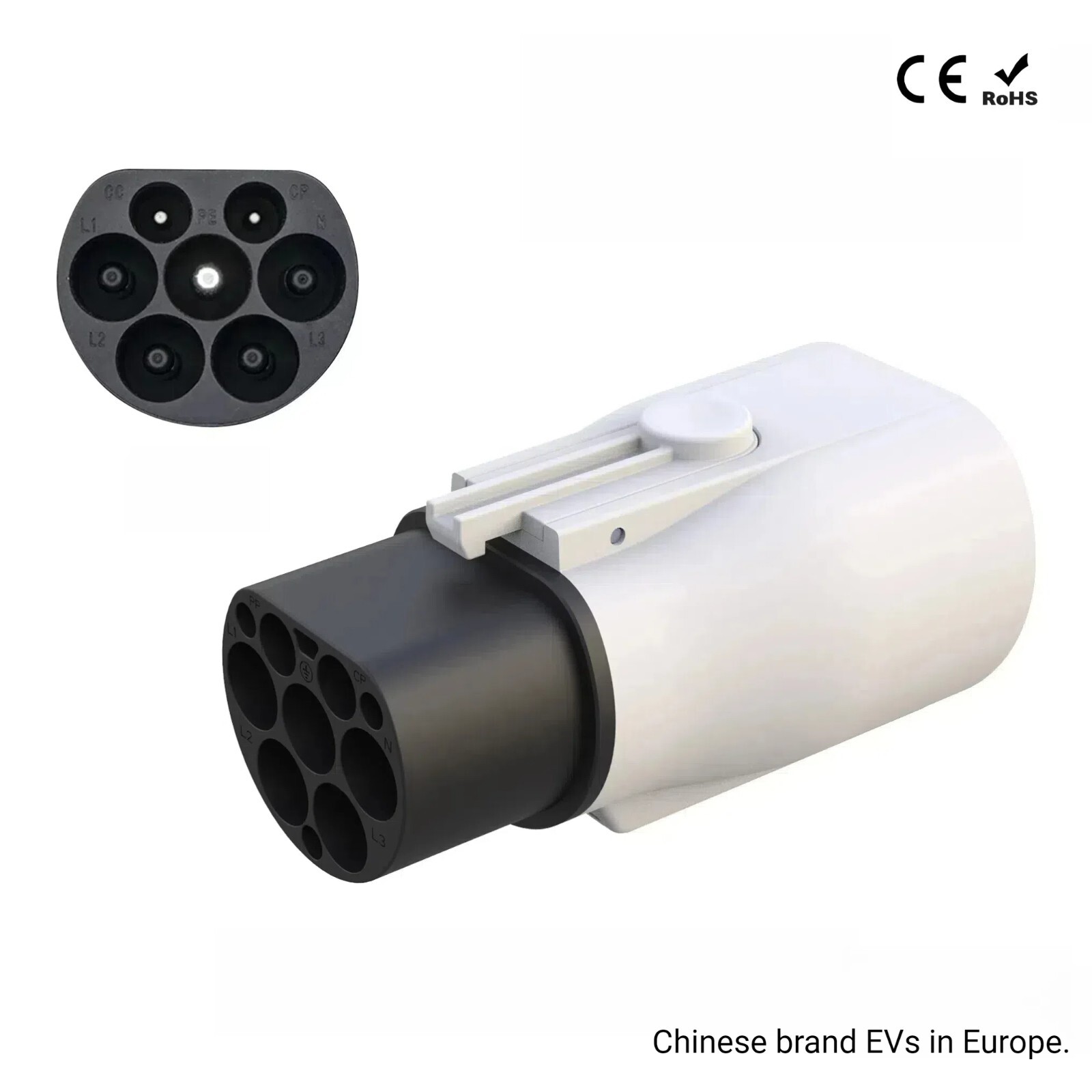 EV Charging Adapter for Chinese EVs BYD, IEC 62196 Type 2 to