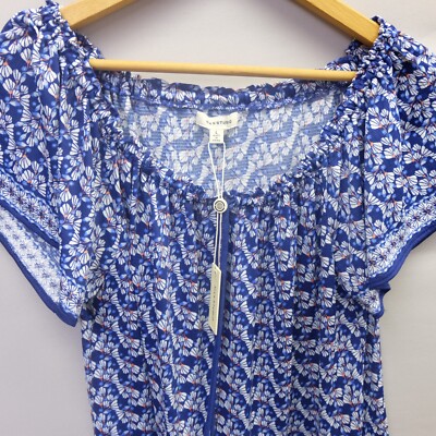NWT Size Large Max Studio Floral Summer Blue Dress Women's NEW! 