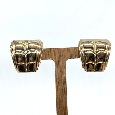 Vintage EmJ Emmons Gold Tone Domed Earrings Clip On