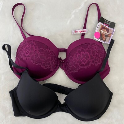 Maidenform Women's 2 Pack Push-Up Bras SE5757 Black Purple 34A 34C 36B 38B
