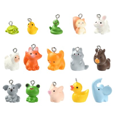 30x Opaque Resin 3D Animal Rabbit Sheep Charms Pendants for DIY Jewelry Making