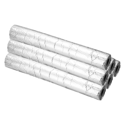15.7''Lx1.1''IDx0.6''T Pre Slit Self Adhesive Foam Pipe with Aluminum Foil, 6Pcs