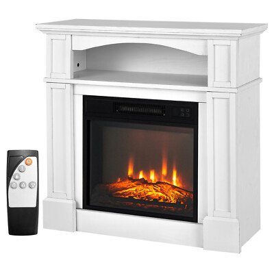 Mantel Tv Stand Space Heater W/ Shelf White