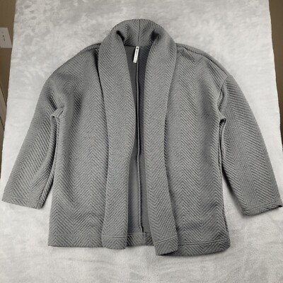 Fabletics Vanessa Gray Quilted Open Front Cardigan Size L Large