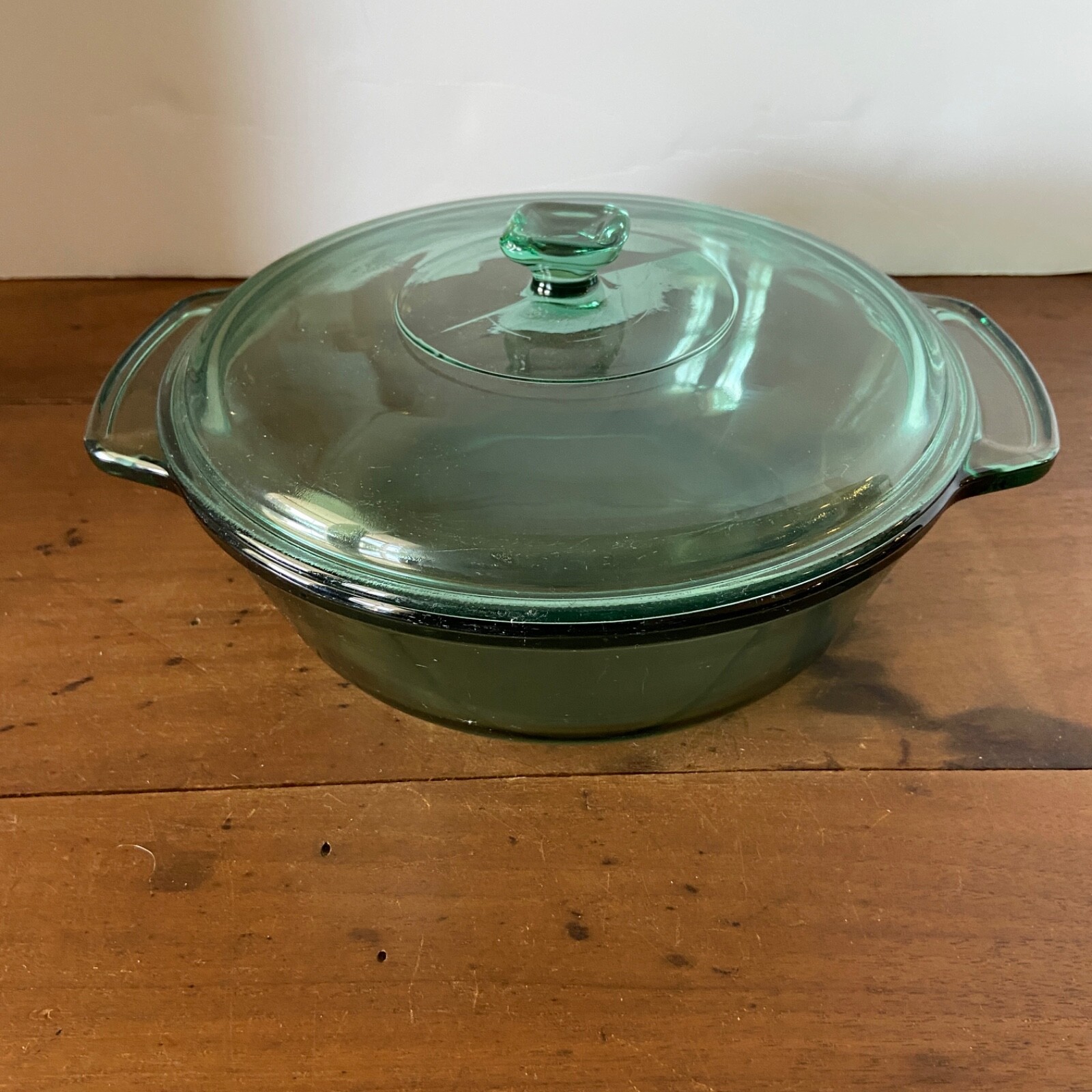 Vintage Anchor Hocking Casserole Dish Ovenware Green Glass 9