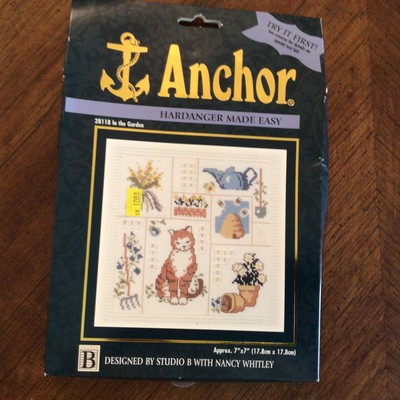 Hardanger Made Easy Cat Flower Cross Stitch In The Garden Sampler Kit