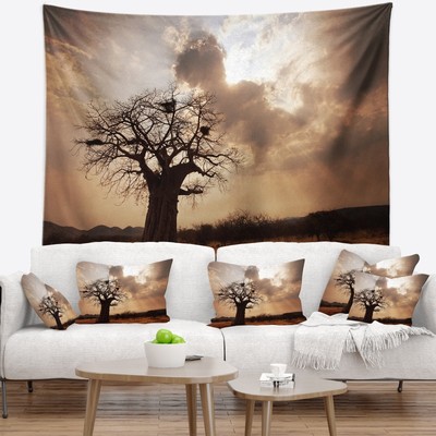 Designart 'Large Baobab Tree under Clouds' Modern Landscape  Small