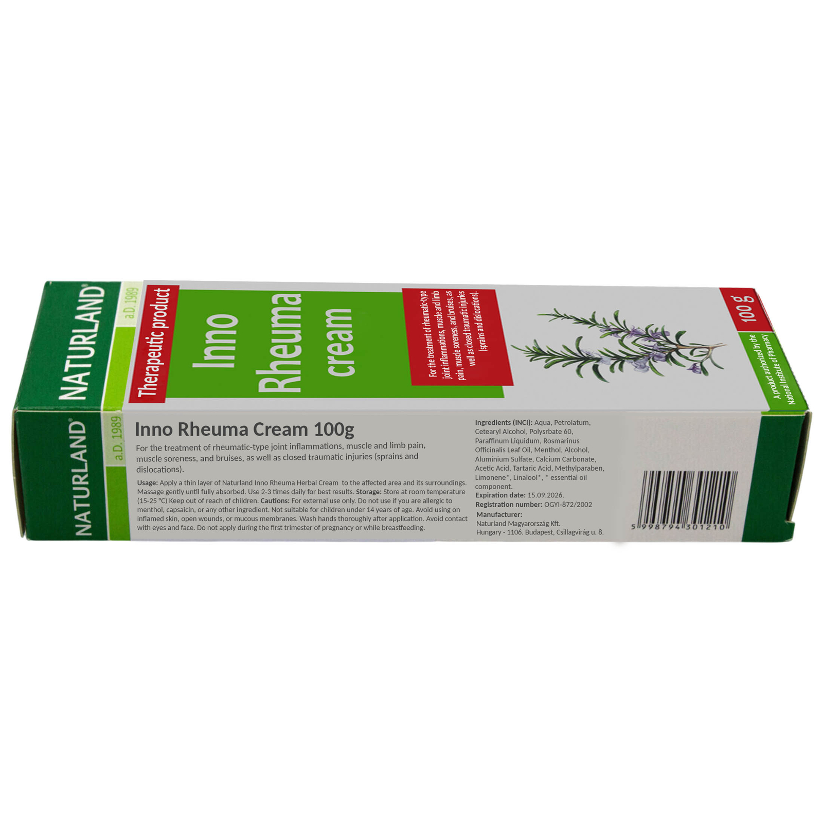 Naturland Inno Rheuma Herbal Gel for Rheumatic, Muscular Pain Relief 100g x 10 - Picture 4 of 5