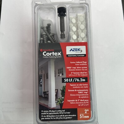 FastenMaster AZEK Cortex 80 Collated White Trim Plugs 50 Lf 2'' Screw TORX Kits