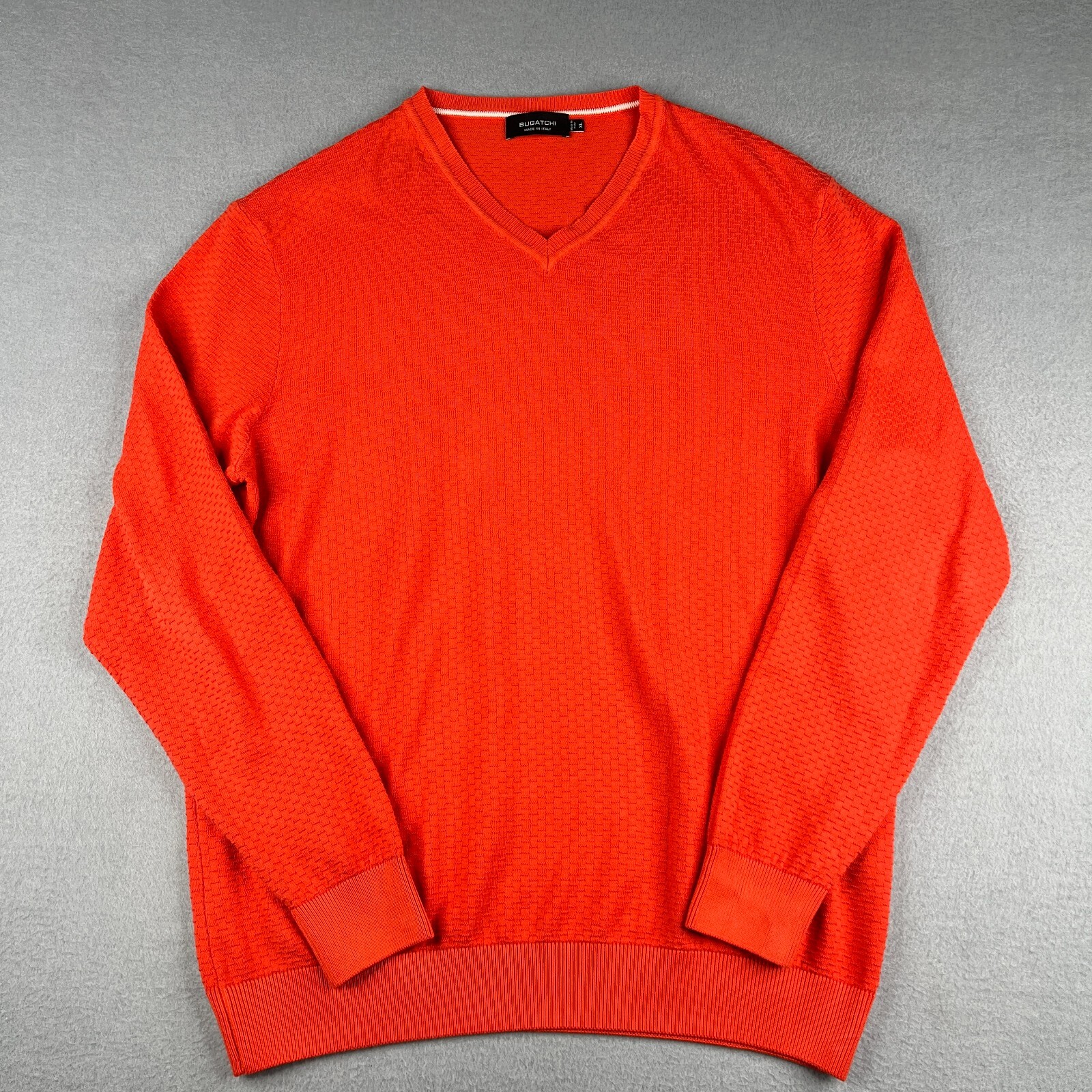 VICOLO 売れ筋商品|||ヴィコロ ニット&セーター アウター レディース Sweaters Orange Bugatchi Sweater XL Orange Textured Knit V Neck Long Sleeve