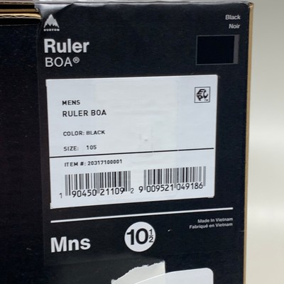 Pre-owned Burton Ruler Boa Medium Stiff Snowboard Boot Black Sz Mens 10.5 20317100-001