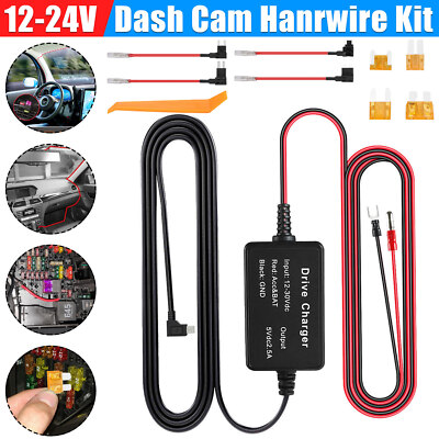 12V to 5V Mini USB Hard Wire Cable Kit Fuse for Car Dash Cam DVR Video Universal