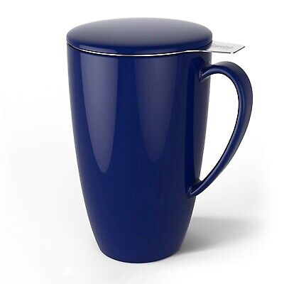 Sweese 15 OZ Porcelain Tea Mug with Infuser and Lid, Loose L