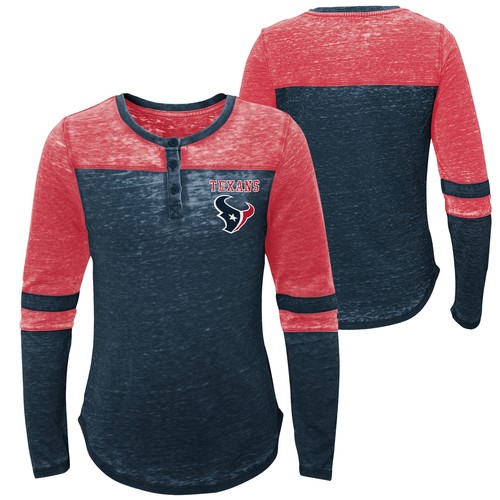 Футболка Outerstuff NFL Youth Girls Houston Texans Team Spirit с длинными рукавами и тремя пуговицами