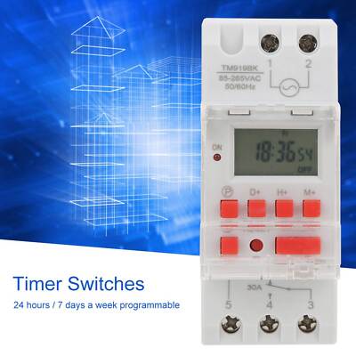 TM919BK Programmable Digital LCD Timer Time Cotroller Switch 30A   85~265V AC