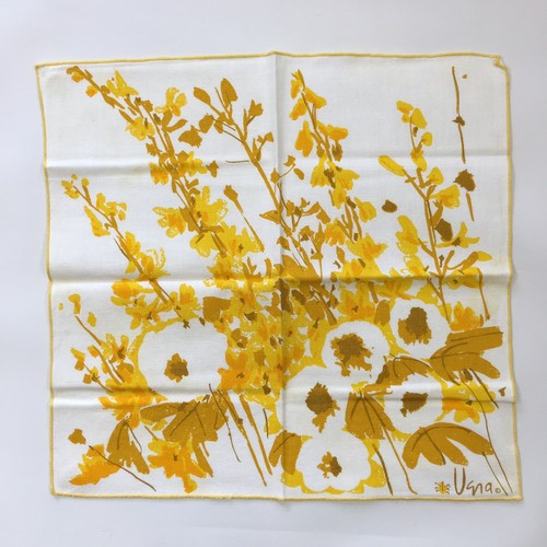 Vintage Vera Ladybug Cloth Napkins Yellow Gold Forsythia Floral Set of 6 Neumann