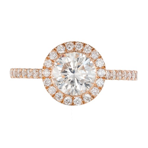 Peter Suchy Engagement Halo Design 1.06ct Diamond 18k Pink Gold Ring